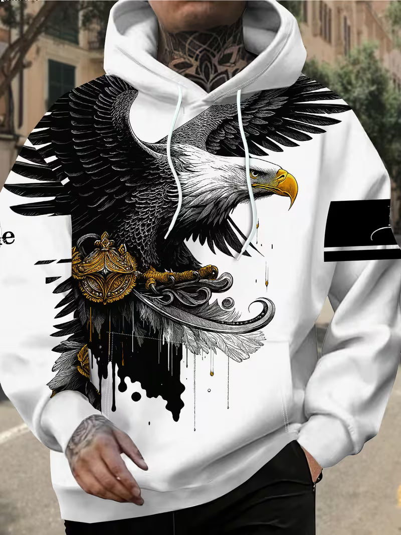 Golden Eagle Black & White Streetwear Hoodie