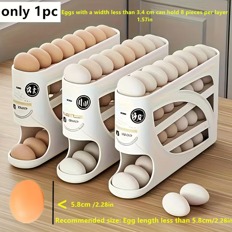 4-Layer 32-Egg Refrigerator Storage Box – Multi-Layer Automatic Rolling Egg Holder