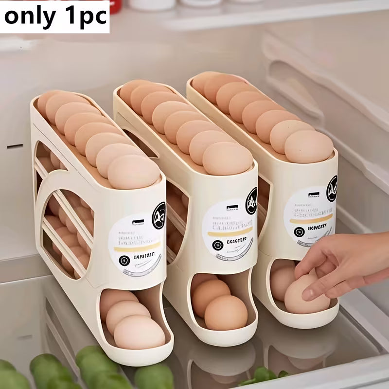 4-Layer 32-Egg Refrigerator Storage Box – Multi-Layer Automatic Rolling Egg Holder