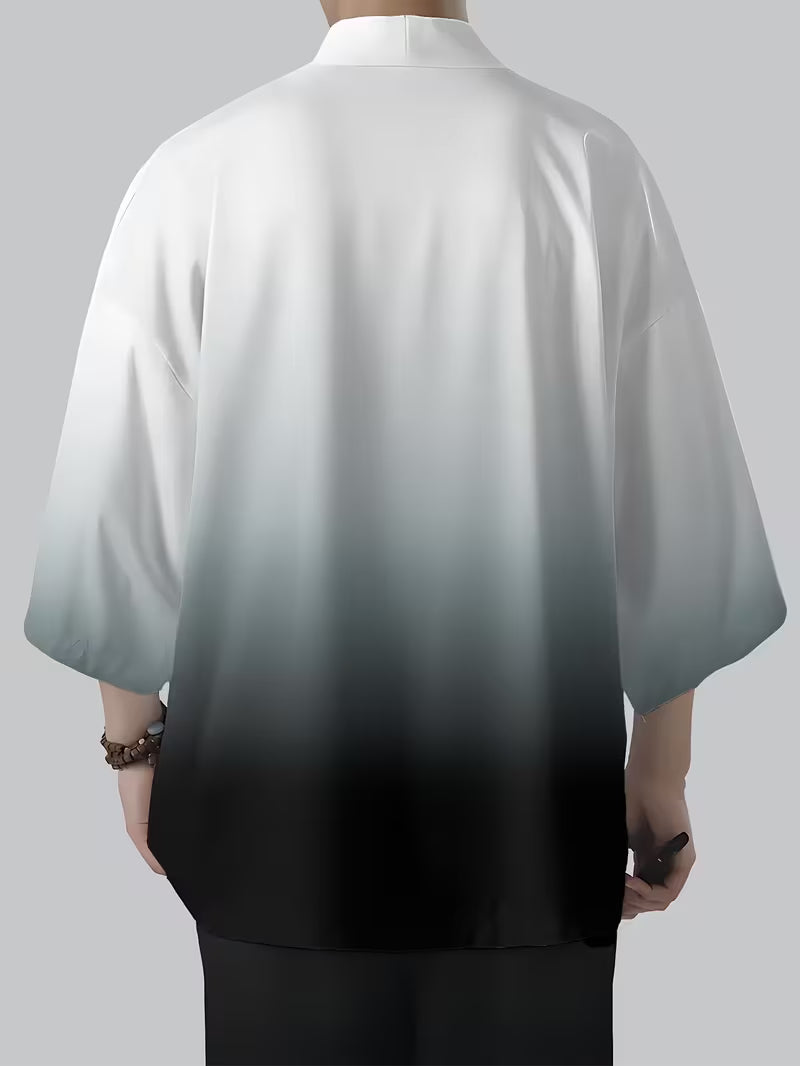Men’s Gradient Kimono Shirt – Black to White