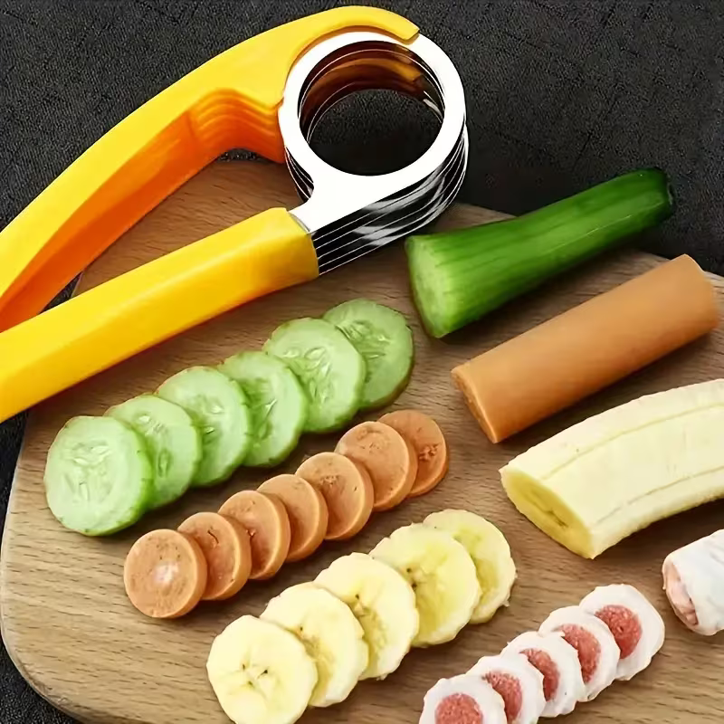 Stainless Steel Banana & Cucumber Slicer – Heavy-Duty Manual Fruit & Vegetable Cutter